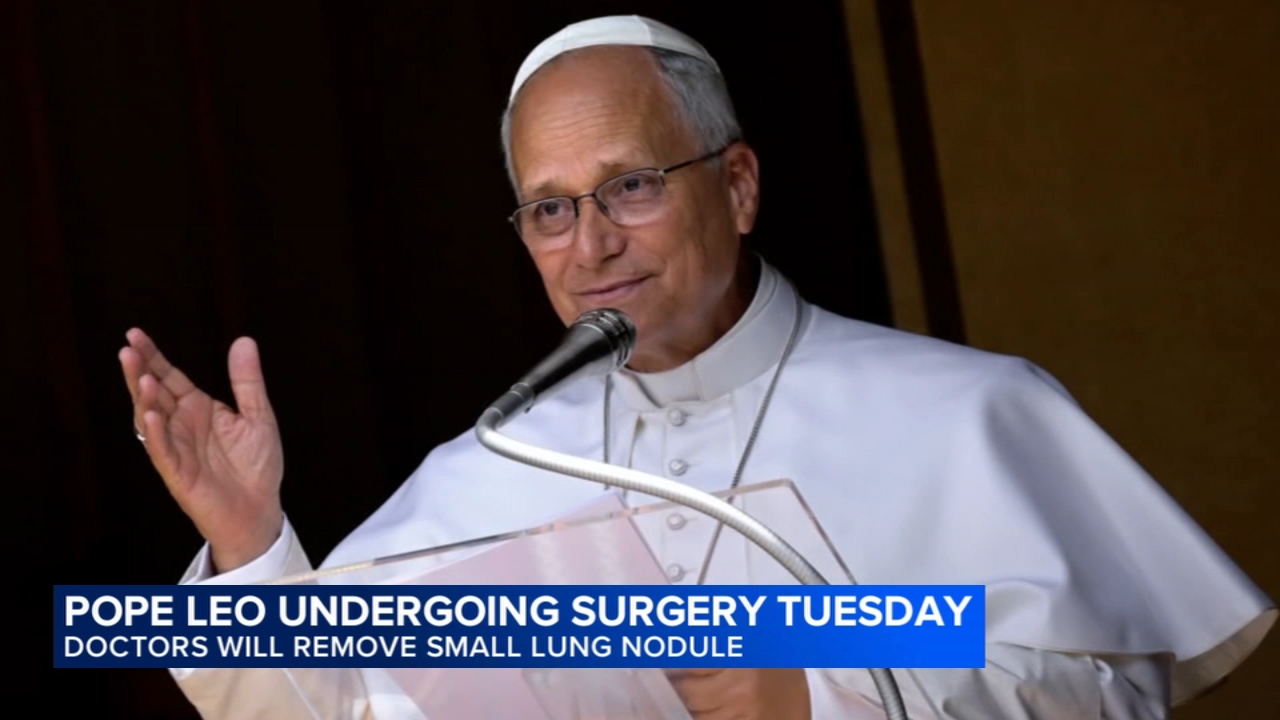 Pope Leo heads to hospital ahead of surgery to remove lung nodule

       — ABC 7 Bay Area, Carmel-by-the-Sea Health news